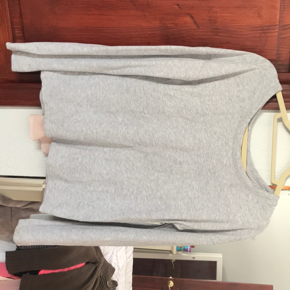 Gray and pink sheer aerie sweater